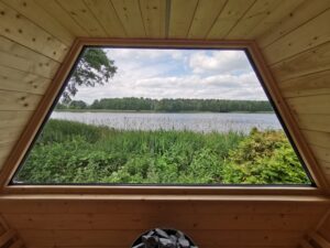 mobile Saunawabe Blick nach draußen ©Eberholz